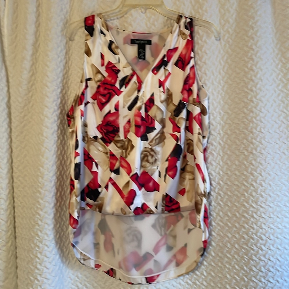 WHBM lined silk high - low hem blouse